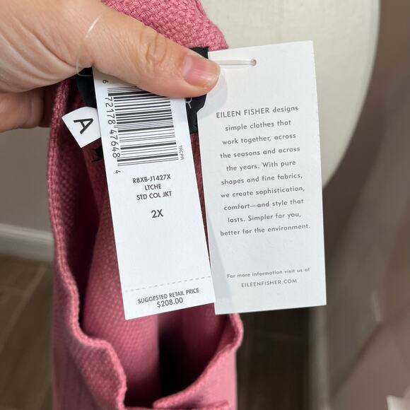 Eileen Fisher Pink Linen Cotton Blend Jacket Coat Size 2X NWT - Picture 8 of 8